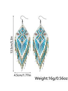 Handmade Beaded Tassel Earrings For Women, Bohemian Colorful Glass Bead Seed Bead Dangle Earring Hooks, Fashion Jewelry Accessories Suitable For Daily Wear