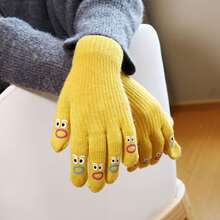 Cute Warm Knitted Knitted Gloves For Women, Autumn/Winter, Touchscreen, Windproof, Cycling, Thermal Mittens - Multicolor - View 2