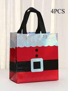 25pcs Christmas Gift Bags, Christmas Element Handled Non-Woven Fabric Gift Bags - Holiday Red & White Design, Suitable For Birthday, Corporate Events, Shopping Bags, Anniversary, Tote Bags, Holiday Gift Exchange, Christmas Gift Bags (Christmas, Thanksgiving, New Year)