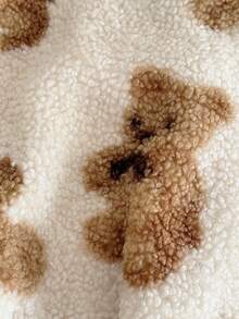 INS Baby Toddler Sherpa Bear Print Long Sleeve Thick Warm Jumpsuit, Autumn/Winter - Camel - View 12