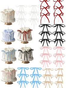13 piezas Decoraciones elegantes de lazo rojo/negro/rosa/blanco/azul/champán para decorar pasteles, suministros de decoración de cinta para pasteles DIY para fiestas, aniversarios, bodas, Día de la Madre, Día de San Valentín