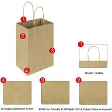 100 Pack 5.25x3.25x8.25 Inch Small Plain Natural Paper Gift Bags With Handles Bulk Kraft Bags For Birthday Party Favors Grocery Retail Shopping Business Goody Bags Cub Brown 100 PCS Count