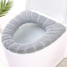 1pc Soft & Warm Toilet Seat Cover, Washable Thickened Cushion Suitable For Toilet And Bidet, Anti-Slip Elastic Design, Universal Fit