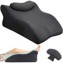 Almohada Para Piernas 2 en 1, Reposacabezas Extraíble, Almohadas Ortopédicas Antireflujo, Cuña Para Cama Adulto, Alivia La Hinchazón, Mejora Circulación, Para Descanso, Recuperación Y Embarazadas - gris - Ver 12