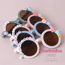 1pc Personalized Name Daisy Flower Glasses, Customizable Letter Color, Cute Glasses, Gift For Girls, Suitable For Daily & Holiday Wear (Flower Color Randomly Assorted) ,2000s Style, Birthday Gift - Multicolor - View 8