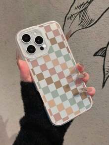 Funda móvil con diseño de tablero de ajedrez colorido, con vibrantes cuadrados en tonos pastel y un estilo minimalista. Compatible con los modelos phone 16, 15, 14, 13, 12 y 11 Pro. Fabricada en TPU, resistente a golpes. Regalos para la familia, amigos, niños, cumpleaños, primavera, vacaciones, novios, novias y San Valentín. - Circonita rosa CZ9 - Ver 5
