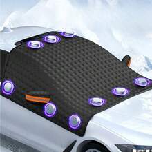 Magnetische Windschutzscheiben-Abdeckung mit erweiterter Oxford-Tuch Schneeabdeckung Extra-Groß, verstärkte Winter Frontscheiben Schneeabdeckung frostbeständig und kälteresistent Oxford-Gewebe, windabweisende Befestigungsriemen, Rückspiegel-Schutz, Anti-Eis/Frost Design, reflektierende Sicherheitsstreifen, UV- und Sonnenschutz, passend für die meisten Fahrzeugmodelle, einfache Installation, Winter Kfz-Zubehör