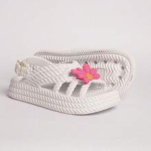 Kit Of 2 Pairs Of Girls' Daisy Sandals, Lightweight And Comfortable, Braided School Shoes - 白色+淡紫色 - 查看 2