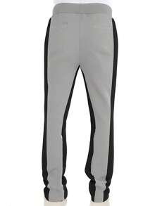 Mens Casual Tech Fleece Solid Stacked Sweat Pants - Grey Black - View 3
