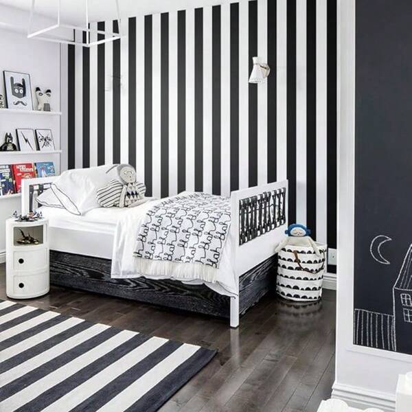 1 Roll Self-Adhesive Wallpaper Black And White Stripe Self-Adhesive Contact Paper Peel And Stick Waterproof Removable Living Room Kitchen Bedroom Dormitory Wallpaper Furniture Refurbishment Wallpaper Fall Aesthetic Wallpaper17.7inX196.8/393.7in