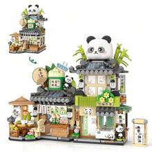 Street View Tea Shop Mini Building Blocks  Set, Creative Building Toys Cute Panda Building Set For Girls 6-12, Simulation Architecture Construction Toy, Gift Idea For Kids Adults (860PCS) - Multicolor - View 4