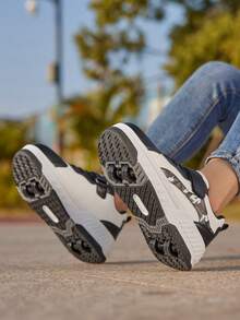 2-In-1 Removable Roller Skates, 4-Wheel Design For Enhanced Stability, Suitable For Children's Daily Casual And Sports Wear