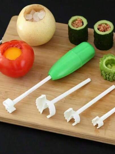 1 st. plastkärnborttagare, 4-i-1 multifunktionell frukt- och grönsakskärnborttagare med långt handtag, hållbar ABS-kärnborttagare, lämplig för grönsaker, gurka, äpple, päron köksredskap