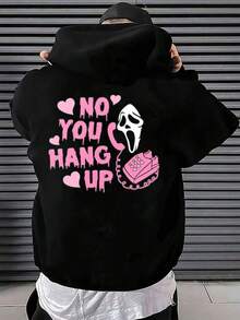 Scream Phone Graphic Hoodie Men's Oversized Streetwear Double-Sided Graphic Hoodie 100% Cotton, Comfortable Breathable, Stylish Graphic Design,Fall Hoodies,Men's Fall Clothes,Street Wear,Halloween,Mens Hoodies,Y2k Clothes,Jesus Hoodie,Thanksgiving Day,Nightmare Before Christmas,Christmas - màu đen - Xem 1