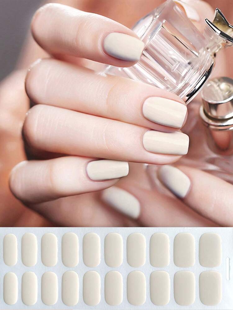 20/40/80片免烤凝胶美甲贴纸，简约春夏美甲贴纸，情人节美甲贴纸，粘贴式美甲贴纸，夏季美甲贴纸，自粘设计，无需UV灯，柔和浪漫美甲风格，搭配奶茶治愈系颜色，适合DIY居家美甲、情人节派对、节日礼物、浪漫约会、朋友早午餐和节日临时美甲造型。 - 彩色 - 查看 17