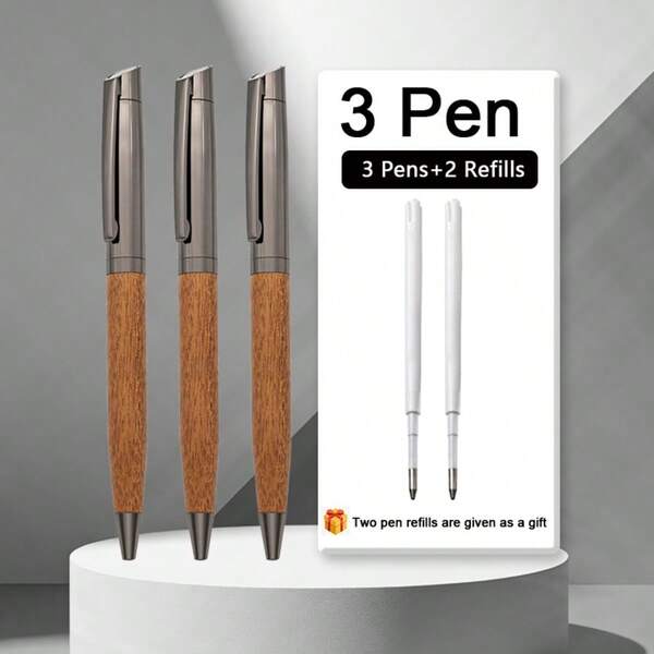[3/5 Piece] Comes With 2 Pen Reflows/High-End Minimalist Ballpoint Pens/Executive Office And Writing Pens - For Smooth Writing For Professionals And Students/Suitable For Diaries, Note-Taking, Meetings, And Luxurious Business Gift Pens