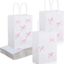 Multi-Specification Coquette Pink Bow Gift Bags Bulk 3D Bow Knot Treat Bags With Handles Candy Gift Bag Coquette Party Favor For Birthday Bachelorette Bridal Shower Engagement Wedding - 預設 - 查看 3