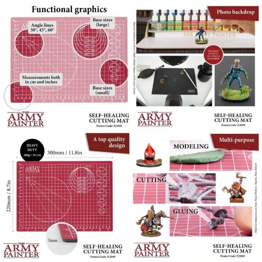 - Alfombrilla de corte autocurativa, tamao A4, PVC doble cara, antideslizante, 3 capas para miniaturas y manualidades, rojo - Rojo - - Ver 1