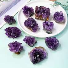 Natural Amethyst Cluster, Geode Amethyst Rock Crystal Cluster, Occult Gem Collection Specimen, Amethyst Geode, Unprocessed Natural Crystal, Christmas Gift, Indoor Decor Stone, Holiday Gift - Violet Purple - View 13