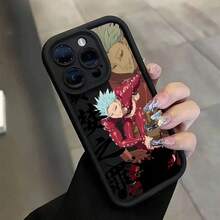 Creative Cool Anime Phone Case With Blue-Haired And Red-Costumed Character For Apple  16, 16e, 15, 14, 13, 12 Mini, 11 Pro Max, X, XR, XS Max, 8, 7 Plus - Stylish Soft Back Cover With Ladder Lens Protection - Màu Khaki - Xem 4