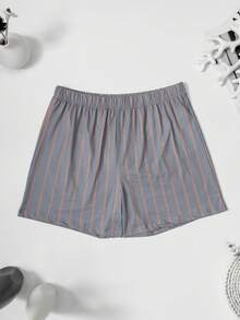 4pcs/Set Men's Striped Print Airy Casual Shorts, Breathable Elastic Waist Loungewear Pajama Shorts, Multi-Color Combination