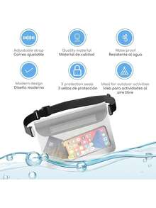 Canotagio Bolsa Impermeable/Cangurera Sumergible a Prueba de Agua Tamaño. Perfecta para Deportes, Senderismo, la Playa y la Alberca. Disponible en 3 Colores. - Transparente - Ver 4