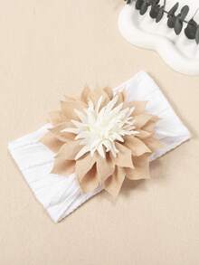 1pc Autumn/Winter New 3D White Flower Bud Baby Headband, Soft Comfortable Jacquard Nylon Infant Headwear, Creative Baby Hair Accessory