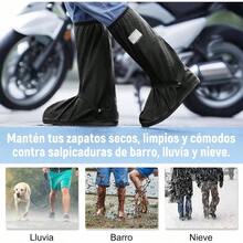 TOPONE Botas para Lluvia, Protector de Zapatos Impermeable para Hombre y Mujer, Cubrebotas con Tira Reflectante y Cremalleras, Calzado de Lluvia Nieve y Funda para Tenis, Rain Boots ReutilizableXL - Negro-XL - Ver 6