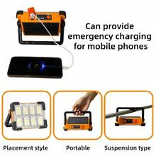 1/2pcs Outdoor Solar Spotlight, 144 LED Portable Handheld Lamp With 3*1200mAh Rechargeable Battery, USB Charging Or Solar Powered, Emergency Lighting & Power Bank Function, Suitable For Home, Night Walk, Camping - Orange - View 9