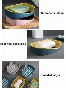 2 pezzi Portasapone da viaggio portatile montato a parete in plastica con drenaggio, per forniture da bagno e articoli da viaggio essenziali, accessori per la casa, gadget per il bagno, accessori per il bagno disponibili in quattro colori - Multicolore - Visualizzare 7