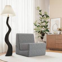 Small Couch Sofa Bed For Adults, Folding Sofa Bed, Chaise Longue, Convertible Foam Floor Sofa, Mini Lounge Sofa With Triple Folding Mattress, Grey - 灰色+絨布+1座 - 查看 7