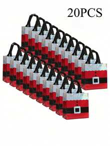 25pcs Christmas Gift Bags, Christmas Element Handled Non-Woven Fabric Gift Bags - Holiday Red & White Design, Suitable For Birthday, Corporate Events, Shopping Bags, Anniversary, Tote Bags, Holiday Gift Exchange, Christmas Gift Bags (Christmas, Thanksgiving, New Year)