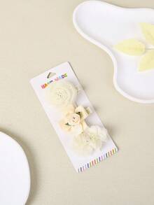 3pcs/Set New 3D Floral Baby Headbands, Cute Chiffon Flower Infant Headbands, 3pcs Chiffon 3D Floral Girl Hair Clips, Versatile Pastoral Style Baby Hair Accessories (Excluding Paper Card)