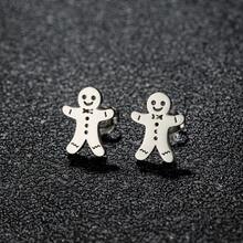 1 Paar Edelstahl Lebkuchenmann Ohrstecker, Weihnachtsgeschenk - GED399 - Übersicht 5
