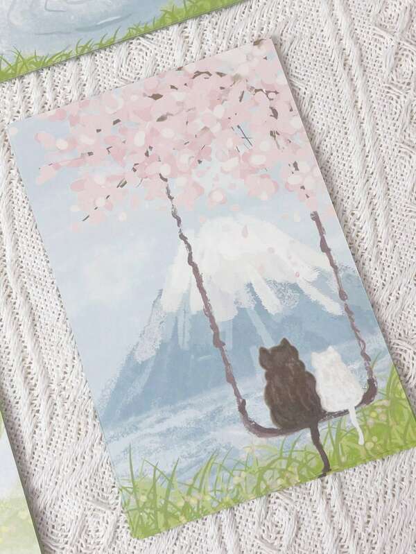 10 fogli, 50 pagine, tema primaverile con gatti, ricariche carine per quaderni