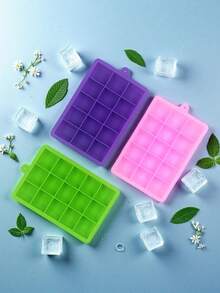 1 件硅胶蜂窝冰格冰块托盘，硅胶冰块模具，大容量冰箱冰盒，方形，易脱模，制冰方便，带盖密封包装，适用于婴儿食品，厨房配件带盖创意可堆叠 15 格冰盒易脱模冰格冰块模具厨房配件 - 彩色 - 查看 14
