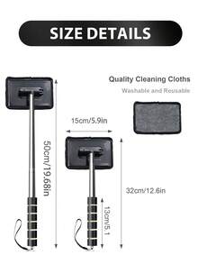 超细纤维挡风玻璃清洁工具 | 可拆卸手柄汽车玻璃雨刮刷，适用于内外玻璃 | 可选2片、4片或6片装清洁布，打造您专属的汽车清洁套装