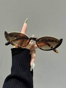 1pc Retro Cat Eye Small Frame Glasses, Y2K Style For Women, Fashion Accessory For Casual, Outdoor, Summer, Autumn/Winter, Beach, Business, Gift, Suitable For Daily Wear, Beach, Travel - Multicolor - View 2
