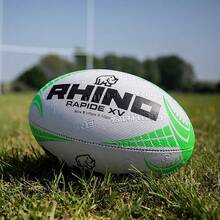 RHINO Rapide XV Rugby Ball (White/Green) - 100% Mixed - (CS100) - White - View 1