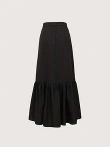 Chân váy chữ A cạp cao xếp ly kiểu Pháp cổ điển dành cho nữ, chân váy dài xòe rộng dáng đuôi cá giúp thon gọn vóc dáng cho mùa thu/đông, thanh lịch, ôm sát, phù hợp cho đi làm hàng ngày và mặc thường ngày, màu đen mùa xuân. - màu đen - Xem 5