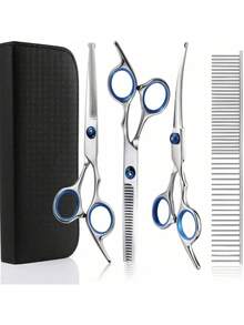 Professional Stainless Steel Pet Grooming Scissors Set, Safety Round ...