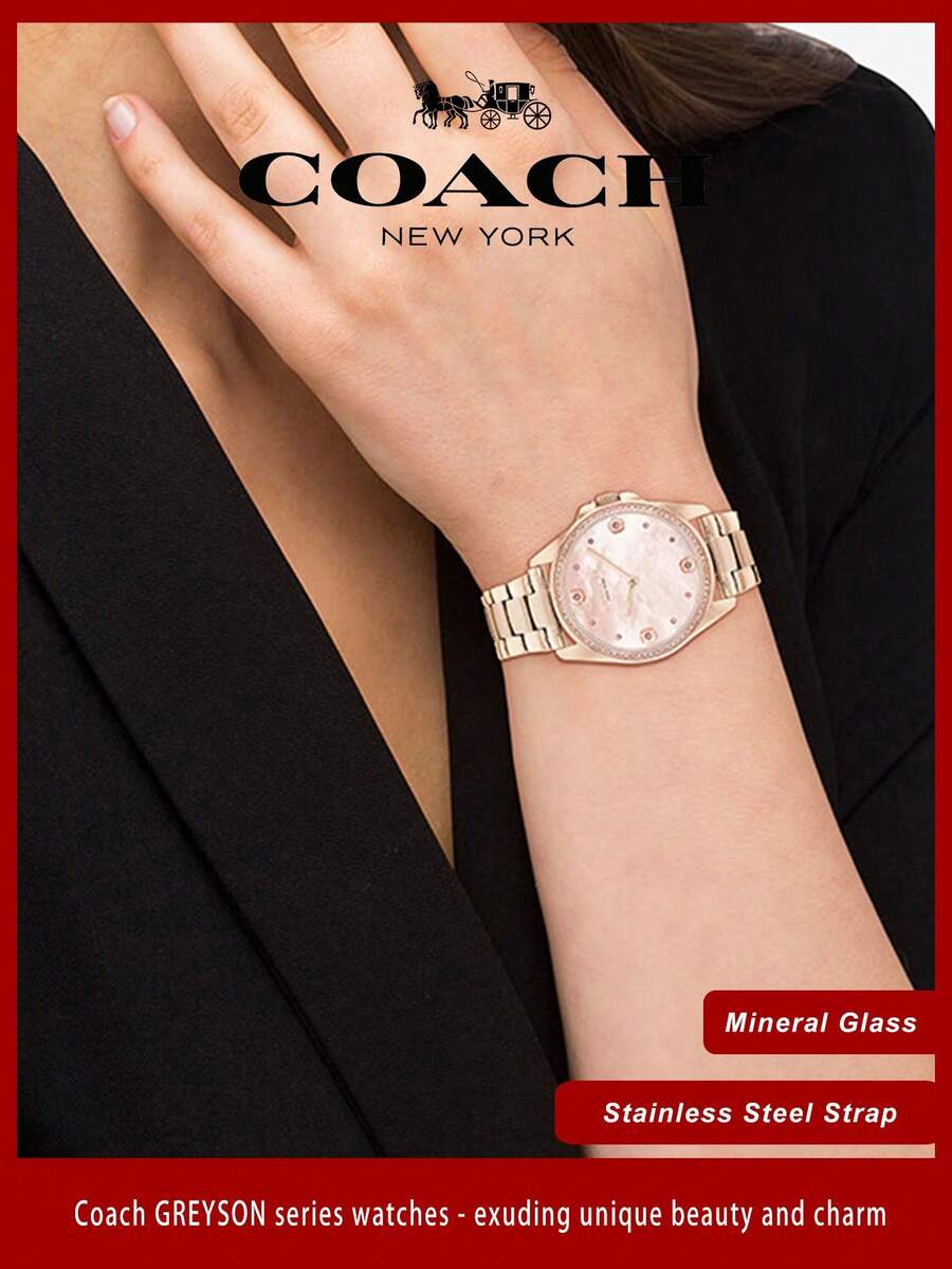 Coach Greyson Rose Gold Steel Mother Of Pearl & Stone Dial Women's Watch - Rose Gold - View 1