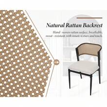 WAHSON OFFICE CHAIRS Midcentury Set Of 2 Rattan Dining Chairs Upholstered PU Leather Side Chairs With Metal Legs For Kitchen/Living Room - Black - View 3