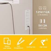 Tomnk 2 Sizes Vanity Desk With Mirror And Lights, Makeup Vanity Desk With Lights 3 Colors, Transparent Top Vanity With 2 RGB Drawers, 6 Shelves, Large Tempered Cabinet, Power Outlet, For Bedroom, White, Christmas Gift (The Light Strip Is Powered By USB) - 查看 11