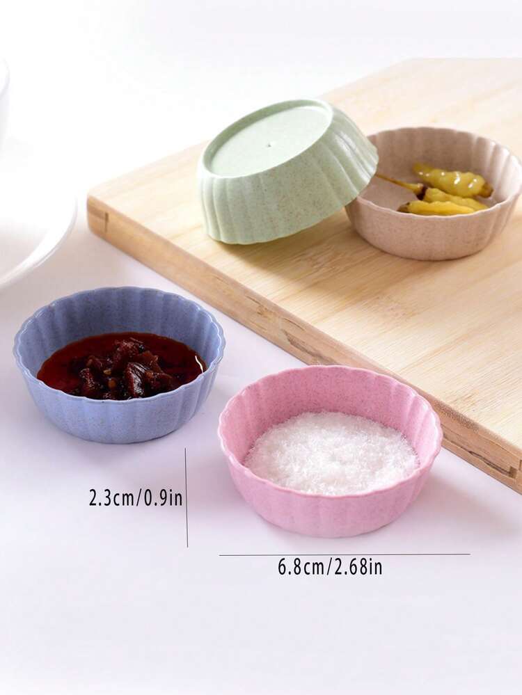 1Pc Comel Bulat Padat Mudah Warna Pepejal Pinggan Sos Pencicah Cuka Plastik Pinggan Snek Kebersihan Dapur Isi Rumah Tepung Gandum Universal Serbaguna dan Pelbagai Fungsi - Pelbagai warna - Lihat 7