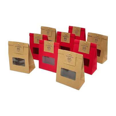 5 bucăți de pungi de ambalare roșii/maro pentru bomboane și fursecuri, pungi pentru bomboane de nuntă, pungi pentru cadouri de Paște, potrivite pentru bomboane de nuntă, produse de patiserie, cumpărături și vânzare cu amănuntul, pungi pentru fursecuri, pungi pentru alimente, cutii pentru alimente, potrivite pentru bomboane, ciocolată, fursecuri