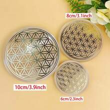 1 件天然水晶 6 厘米/8 厘米/10 厘米透石膏片板金色生命之花金色图案盘圆形家居装饰 - Flower Selenite Slice - 查看 3