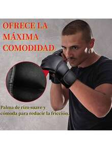 Bebeay Guantes de Box para Hombres y Mujeres, Guantes de para Boxeo, Boxing Gloves para Adulto, Adecuados Artes Marciales Mixtas, Muay Thai, Bolsa Pesada Entrenamiento, Kickboxing,, 12oz - Negro -1 - Ver 8