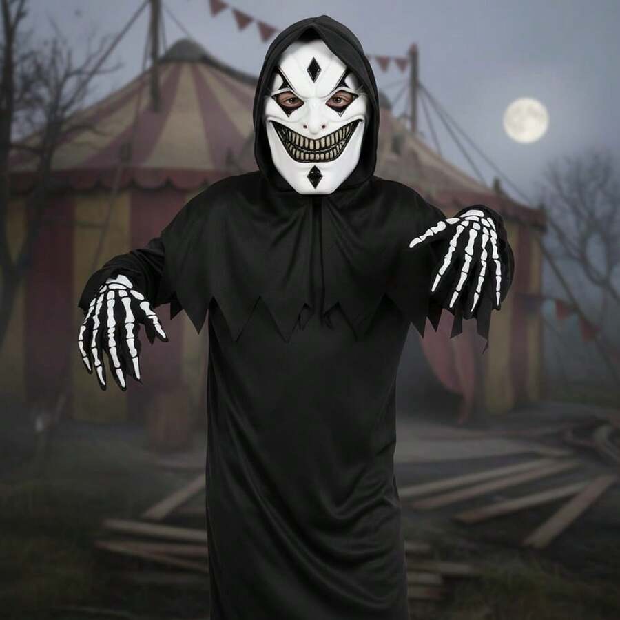 KIWI Strój klauna śmiercionośnego dla chłopców i dziewcząt, przerażający, straszny i szczegółowy kostium z motywem złowrogiego cyrku i złego klauna, idealny na Halloween, imprezy kostiumowe i karnawał, dostępny w wielu rozmiarach – BEZPŁATNA wysyłka ✅ Dostawa w ciągu 24/48 godzin do Hiszpanii (kontynentalnej) - Wielokolorowe - Zobacz 1