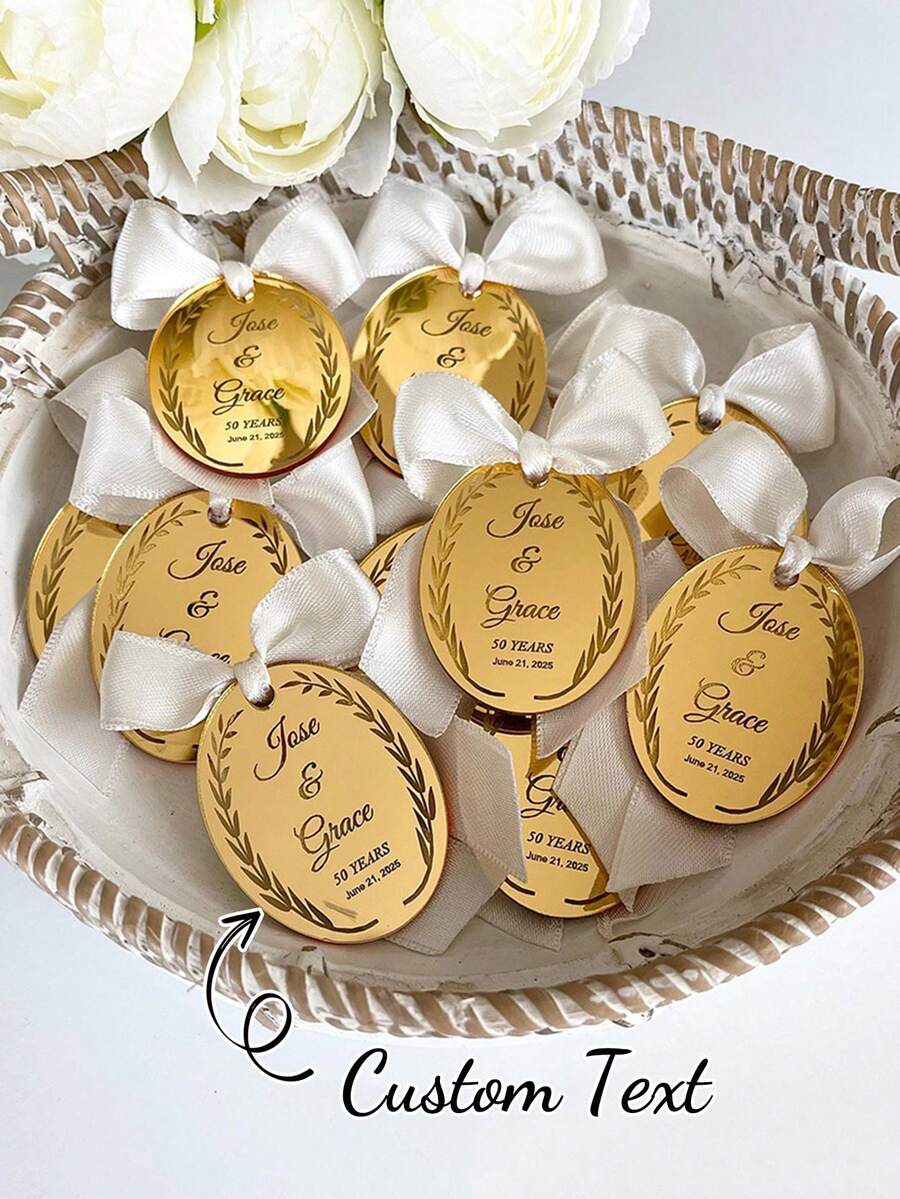 Personalized Wedding Favor Tags Gold Mirror Acrylic Thank You For Coming Name Tag Mi Tag Baptism Favors Welcome Baby Christening Favors Customized Baby Shower Tags Christmas Party - Multicolor - View 1